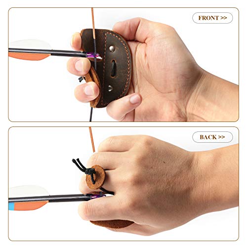Ringsun Leather Archery Finger Tabs,Handmade Archery Finger Guard for Shooting Practice Gear, Recurve Bow Fingers Tab - color: Left