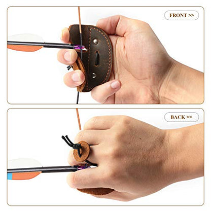 Ringsun Leather Archery Finger Tabs,Handmade Archery Finger Guard for Shooting Practice Gear, Recurve Bow Fingers Tab - color: Bourbon Brown