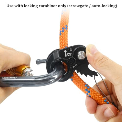 NewDoar Rope Ascender Lightweight Rope Clamp Ascender Riser Adjuster Fits 8-13mm Rope Self-Locking Grip for Rock Climbing,Hunting,Protection Rescue,Rappelling,Arborist,Gear Equipment - color: Black