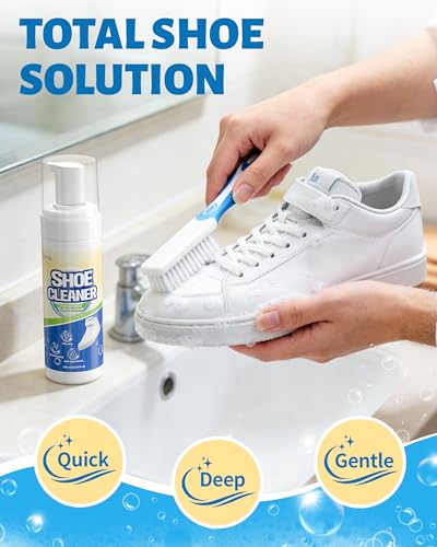 Jevvu Shoe Cleaner, Sneaker Cleaner Kit with Brush and Towel, Deep Clean Shoe Cleaning Kit for White Shoes - size: 2 Pack 6.76 fl oz