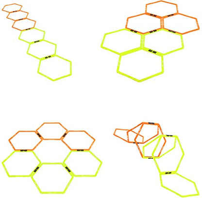 Hex Agility Rings for Speed Training & Agility Footwork Training Speed Hurdles Ladder with Carrying Bag (6 Rings) - size: 6 Rings
