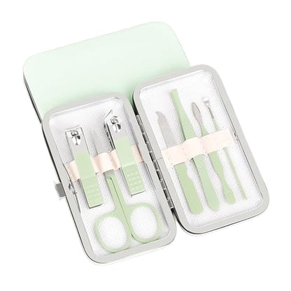 Grooming Kit Home and Travel-Manicure Set 7, Nail Clipper Set, Portable Nail Kit, Travel Nails Kits(Green) - color: Green, size: 7 Piece Set