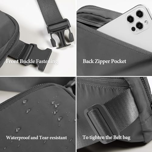 YOSHUYUKI Fanny Pack Crossbody Bag Trendy Waterproof Small Cross Body Purse for Women Men Fashion Waist Packs Mini Belt Pouch Chest Bum Hip Bag Lulu Dupes for Travel Vacation Running Dim Grey - color: Dim Grey