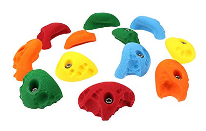 Atomik Rock Climbing Holds Set of 12 Bolt-On Limestone Jugs in Assorted Bright Tones