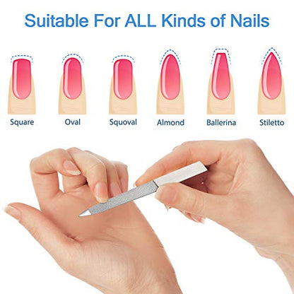 Mudder 6 Pieces Diamond Nail File Stainless Steel Double Side Nail File Metal Buffer Women Men Fingernails Toenails Manicure for Salon and Home, Silver(5 Inch) - size: 5 Inch (Pack of 6)