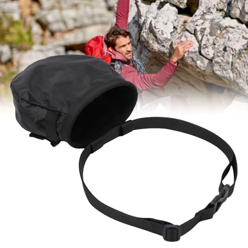 Fabater Chalk Bag for Rock Climbing, Water Proof Climbing Chalk Storage Bag with Adjustable Drawstring, Oxford Cloth Pockets with Fleece Lining, Black