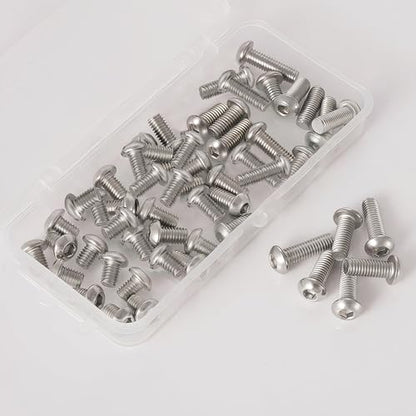 M6-1.0 Button Head Socket Cap Bolts Screws - 20/25/30/35/40mm Length Kit,304 Stainless Steel(A2-70), Allen Drive, Bright Finish, Fully Threaded, 50-Piece Set - size: 304-Button-M6-20-40mm