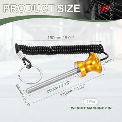 Weight Stack Pin, Weight Gym Pin Strength Training Equipment Replacement with Pull Rope for Commercial Home - color: Gold, size: 0.3 x 3.1 Inch