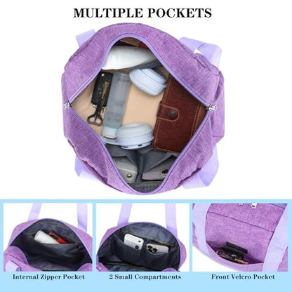 Mini Gym Bag for Women Girls, 12 inch Small Gym Tote, Lightweight Small Carry On Duffle Bag for Travel Sports - color: Light Purple