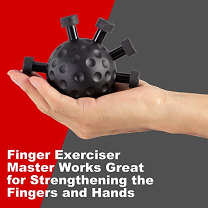 Ultimate Finger Hand Strengthener Grip - Adjustable Resistance Hand Balls Gripper Exerciser Strength Trainer for Forearm Guitar Training Musician Rock Climbing Therapy (Pro Plus, Black/Black)