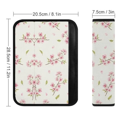 2PCS Pink Cherry Flower Blossom Watercolor Flowers Car Seat Straps Shoulder Pads Soft Padded Seat Belt Cushion for Adult Use, Car Seats Pushchair Strollers High Chair Pushchair, Anti-Slip Pad - color: Pattern 332