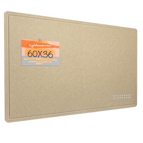 Large Bulletin Board - 60 x 36 Inches, Decorative Felt Pin Board for Wall - 5' x 3' Foldable Photo Display Board with Self-Adhesive Tape, Includes 20 Push Pins - Beige Brown - color: Beige Brown, size: 35.4" x 59.1"