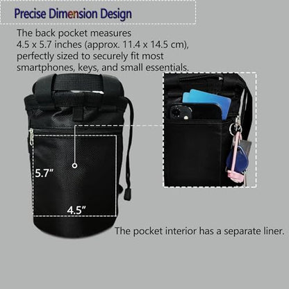 Rock Climbing Chalk Bag & Bouldering Bucket, 7.5" Oxford with Zipper Pocket - Lightweight Gym Accessories for Men Women (Black/Charcoal Grey) - color: Black
