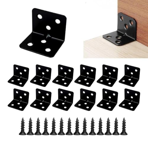 16 Pcs L Bracket Corner, Bracket Stainless Steel Lock Pin with 96 Screws, Suitable for Cabinets, Kitchens, Furniture, Bookshelves - size: 16 Pcs Square Bracket Corner