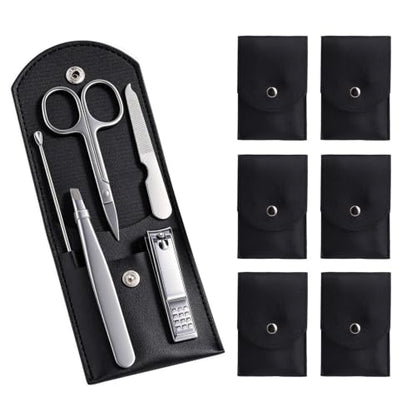6 Sets Pack Travel Manicure Set Professional Nail Clipper Kit-5 Pieces Stainless Steel Manicure Kit, Women Men Grooming kit With Nail Care Tools Beauty Scissors Tweezers (Silver Black) - color: Black-6 Sets Value Pack