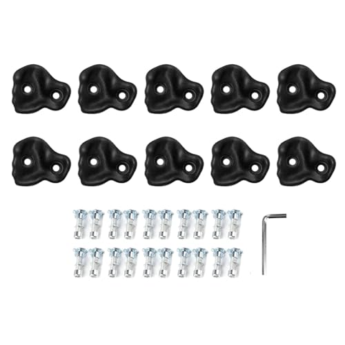 10 Pieces Rock Climbing Holds PE Ergonomic Comfortable Hand Feeling Climbing Grips Rock Wall for Outdoor Outdoor - color: Black