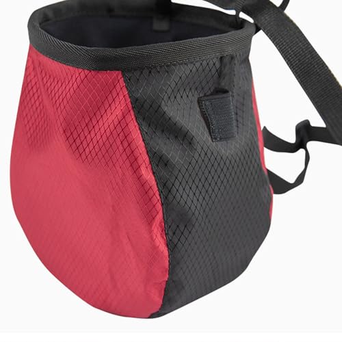 Climbing Chalk Bag Waist Pack Anti-Slip Chalk Powder Storage Large Capacity Adjustable Waist Bag for Outdoor Bouldering Exercise Training in Red-Black