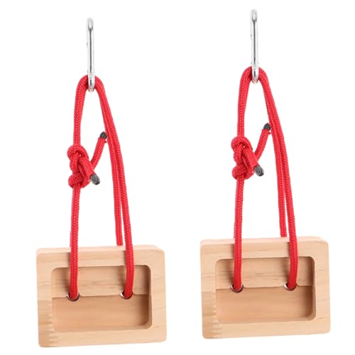 HANABASS Portable Simulated Finger Strength Training Wooden Rock Climbing Fingerboard Training Board with Khaki Color and Fitness Routines 2pcs Set for Climbers