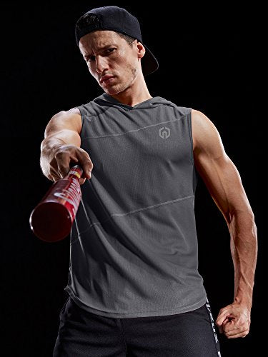 NELEUS Dry Fit Workout Athletic Muscle Tank Top Running Shirts with Hoods - color: 5036# 3 Pack:black,grey,olive Green, size: 3X-Large