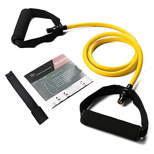 Resistance Bands with Handles, Exercise Bands with Handles, Door Anchor | Physical Therapy & Rehab, Home Workout Pilates Yoga, Non-Slip Handles, Portable Travel, TPE - color: yellow-10lbs