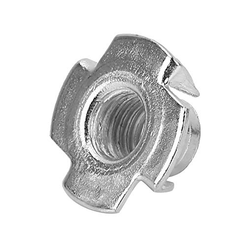 T Nuts, Flat Head Threaded Insert Nut Rivnut Set, Four Claws Galvanized T Nut Set for Wood, Rock Climbing Holds, Cabinetry