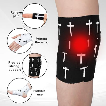 MiniInflat 2 Pcs Christian Cross Athletic Tape Sports Tape 2in x 23ft Religion Jesus Wrist Wrap for Soccer Football Baseball, Gift for Graduation Teacher Nurses Week Pentecost(White Black,Crosses) - color: White Black, style: Cross