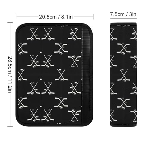 2 Pack Ice Hockey Player Winter Ice Sports Black and White Seat Belt Cover Universal Fit Seat Belt Cushion for Kids, Stroller Pushchair High Chair, Neck and Shoulder Support - color: Pattern 1232