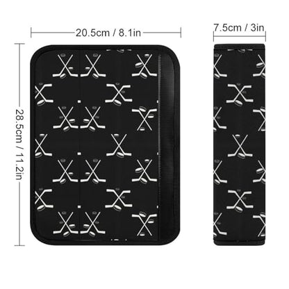 2 Pack Ice Hockey Player Winter Ice Sports Black and White Seat Belt Cover Universal Fit Seat Belt Cushion for Kids, Stroller Pushchair High Chair, Neck and Shoulder Support - color: Pattern 1232