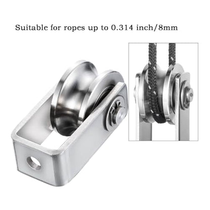 Cable Pulley Wheel for Rope with Ball Bearing, Smooth No Noise, Wall Mounted Ceiling Fixed Wire Pulley for Pulley System Lifting, DIY Home Gym, Winch, 2 Pack