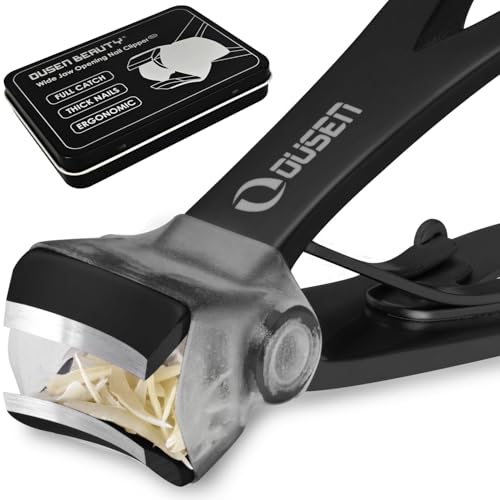 Nail Clippers with Catcher - Anti Splash Wide Jaw Opening Thick Toenail Clippers for Seniors | Self-Collecting Fingernail Cutter Heavy Duty Toe Nail Clippers for Men & Women | Black | L - color: Black (L)