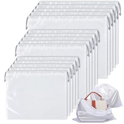 15 Pcs Dust Bags for Handbags, White Silk Drawstring Storage Bags, 3 Sizes Purse Dust Covers for Travel Shoe Boot Protection