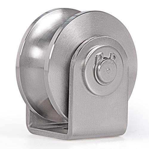 Skelang U Groove Pulley Block 2", 304 Stainless Steel Pulley Roller, Duplex Bearing Single Wheel Pulley for Wire Rope Traction, Home Gym, Load Capacity 660 Lbs