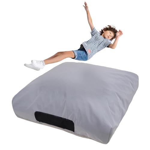 Matini Sensory Crash Pad for Kids & Adult – Crash Mat with Foam Blocks, Waterproof Cover, Non Slip Bottom, Soft Fabric Sensory Pads, Landing Mat for Jumping, Relaxing & Play - 48" x 48" (Light Grey) - color: Light Grey, size: 48" X 48"