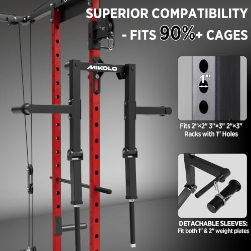 Mikolo Lateral Raise Attachment for Squat Rack, Standing Lateral Raise Machine with 1" Holes, Power Rack Cage Attachment, Upper Body Strength Training Machine for Home Gym - color: Black