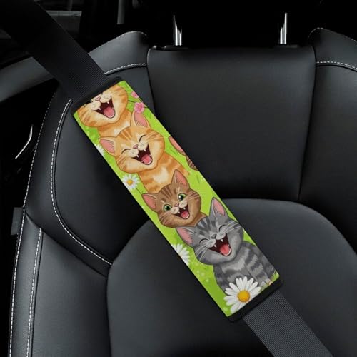 2 Pack Universal Fit Car Seat Belt Pad for Adult Use, All Vehicles, Funny Cats Seat Belt Covers Cushion, Anti-Slip Pad - color: Pattern 800
