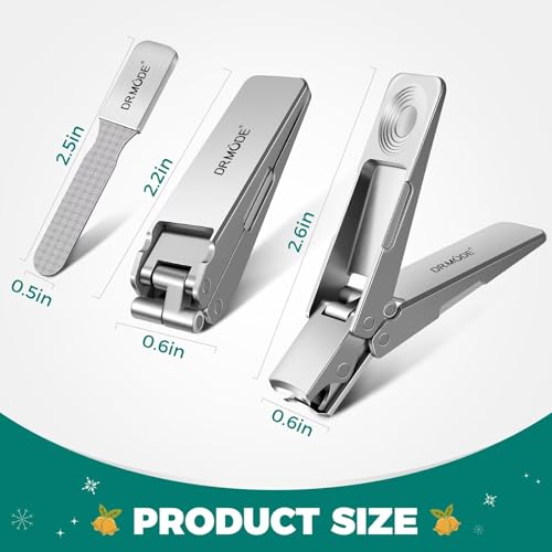 DRMODE Nail Clippers for Men, Portable Ultra Sharp Stainless Steel Toenail Clippers for Thick Nail, Foldable Fingernail Clippers with Catcher German Nail Clippers Nail Cutter with Nail Files