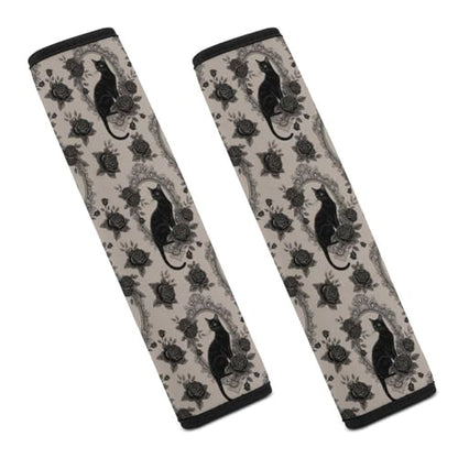 2 Pack Goth Black Cat Car Seat Belt Pad Soft Padded Seat Belt Cushion for Child, Stroller Pushchair High Chair, Shock Absorption - color: Pattern 1228
