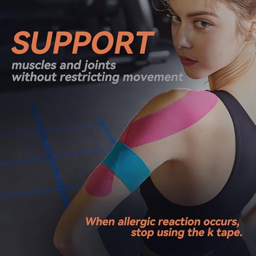 12 Rolls Kinesiology Tape, Latex-Free Water-Resistant Sports Tape in Rainbow Mixed Colors, Athletic Muscle Tape for Support and Recovery