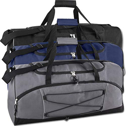 60 Liter, 26 Inch Duffle Bag – Heavy Duty Extra Large Sports Gym Equipment Travel Duffel Bag for Men and Women (Black) - color: Black
