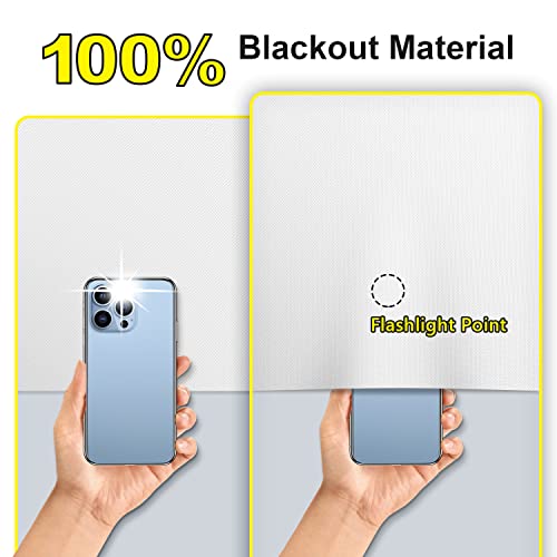 FADOTY 100% Blackout Curtains 2 Pack, 57"x 118" Black Out Window Cover | Blackout Window Film Shades Blinds, Cuttable, No Drill, Sun Heat Light Blocker for Bedroom, Nursery, Media Room, RV, White - color: White, size: 57"W x 118"H (Pack of 2)
