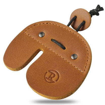 Leather Archery Finger Tabs,Handmade Archery Finger Guard for Shooting Practice Gear, Recurve Bow Fingers Tab - color: Bourbon Brown