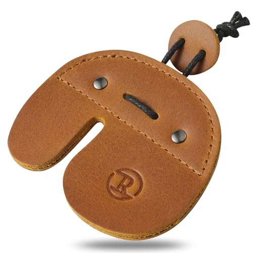 Leather Archery Finger Tabs,Handmade Archery Finger Guard for Shooting Practice Gear, Recurve Bow Fingers Tab - color: Bourbon Brown