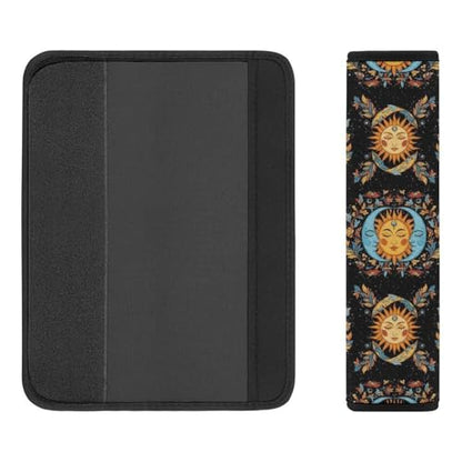 2 Pack Breathable Car Seat Straps Shoulder Pads for Adults and Children, All Vehicles, Mystic Floral Boho Bohemian Hippy Mandala Sun Moon Harness Pads Strap, Pressure Relief - color: Pattern 56