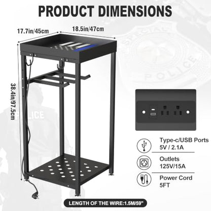 Police Gear Rack with Built-in Power Strip, Tactical Gear Organizer Stand for Duty Belt, Police Vest, Body Armor, Plate Carrier, Helmet Storage, Heavy Duty Gear Rack - size: Freestanding