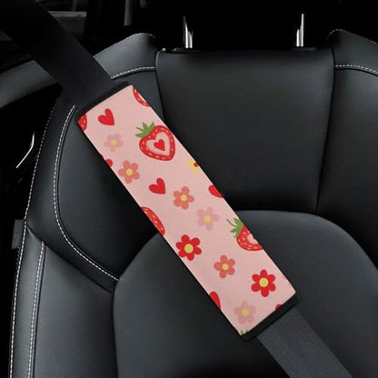 2 Pack Breathable Car Seat Straps Shoulder Pads for Elderly Support, All Vehicles, Cute Red Strawberry Pink Seat Belt Cushion, Neck and Shoulder Support - color: Pattern 1110