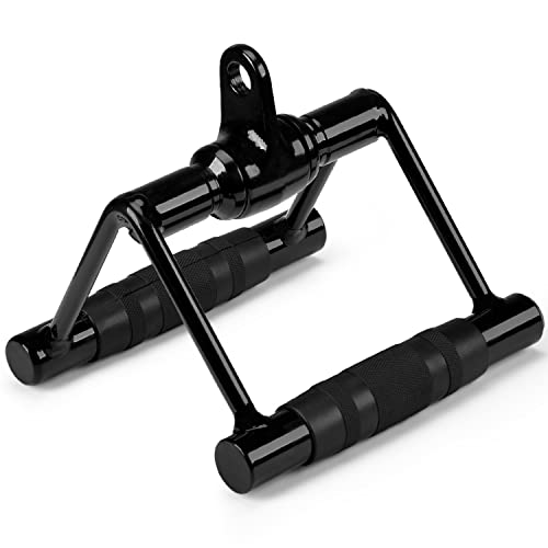 Yes4All Cable Machine Attachment, Double D Handle & Tricep Rope Cable Attachment, Weight Machine Accessories Load 880 LB for Home Gym - color: E. Double D Handle Black