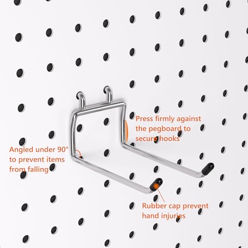 FRIMOONY Heavy Duty Pegboard Hooks 12 Pack, 4 Inch Long, Fitting 1/4 Inch Pegboard Holes, Silver Metal Garage Workshop Shed Organizer - style: 12Pack
