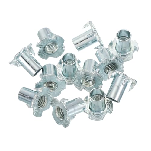 PATIKIL M10 T-Nuts, 12 Pcs Zinc Plated Steel 4-Pronged Tee Blind Nut 20 mm Length Four-jaw t Nuts Threaded Inserts Hardware for Wood Furniture Cabinetry Rock Climbing Holds - size: 20 mm