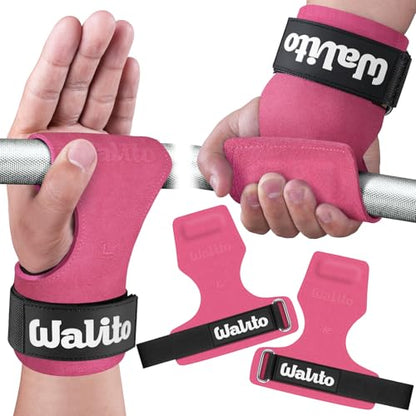 Weight Lifting Wrist Strap，Double Layer Leather Wrist Wraps with Neoprene Padding for Weightlifting & Deadlifts – Adjustable Gym Straps for Men & Women - color: Rose