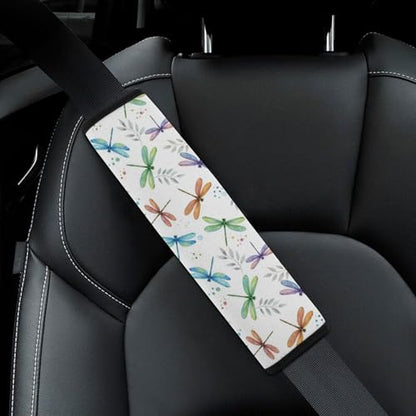 2 Pack Magical Dragonfly Floral White Seat Belt Shoulder Pad Breathable Shoulder Harness Cover for Child, All Vehicles, Neck and Shoulder Support - color: Pattern 419